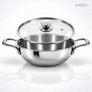 Tri-Ply Stainless Steel Kadai with Lid – Induction & Gas Compatible, No Coating, 5 Year Warranty
