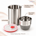 Stainless Steel Hung Curd Maker – Greek Yogurt Strainer with Lid, Fine Mesh, Fridge Storage