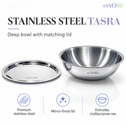 Tri-Ply Stainless Steel Tasra with Lid – Induction & Gas Compatible, No Coating, 5 Year Warranty