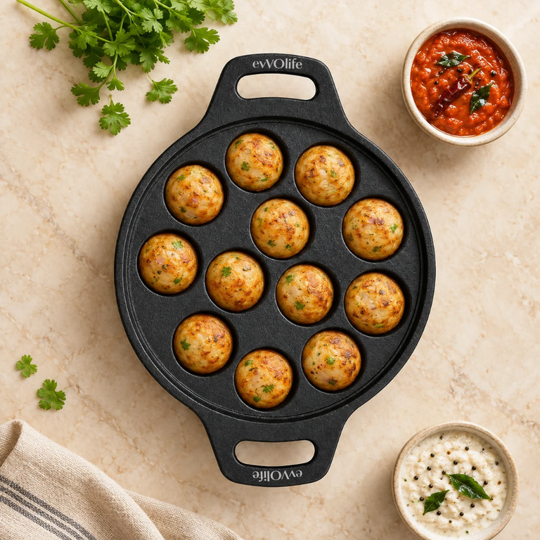 Cast Iron Paniyaram Pan – 12 Cavity, 3.2kg