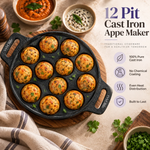 Cast Iron Paniyaram Pan – 12 Cavity, 3.2kg