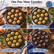 Cast Iron Paniyaram Pan – 12 Cavity, Flat Handle