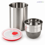 Stainless Steel Hung Curd Maker – Greek Yogurt Strainer with Lid, Fine Mesh, Fridge Storage