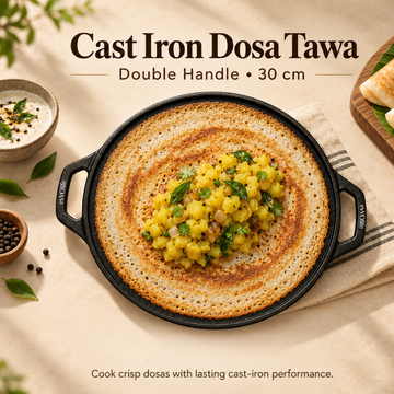 Cast Iron Dosa Tawa – Double Handle, 30cm