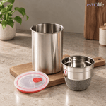 Stainless Steel Hung Curd Maker – Greek Yogurt Strainer with Lid, Fine Mesh, Fridge Storage