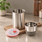 Stainless Steel Hung Curd Maker – Greek Yogurt Strainer with Lid, Fine Mesh, Fridge Storage