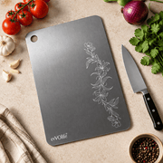 Stainless Steel Chopping Board with Floral Engraving