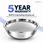 Tri-Ply Stainless Steel Tasra with Lid – Induction & Gas Compatible, No Coating, 5 Year Warranty