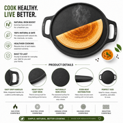 Cast Iron Dosa Tawa – Double Handle, 30cm