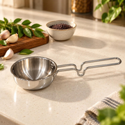 Triply Stainless Steel Tadka Pan – 12.5 cm, 370 ml Mini Tadka Fry Pan with Long Double-Wire Handle