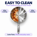 Tri-Ply Stainless Steel Fry Pan – Induction & Gas Compatible, No Coating, Riveted Handle | 5 Year Warranty