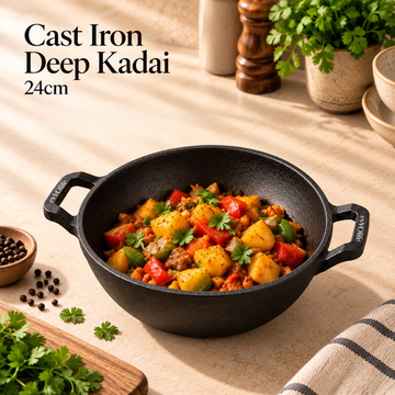 Cast Iron Deep Kadai – 24cm