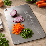 Stainless Steel Chopping Board with Floral Engraving