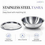 Tri-Ply Stainless Steel Tasra with Lid – Induction & Gas Compatible, No Coating, 5 Year Warranty