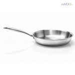 Tri-Ply Stainless Steel Fry Pan – Induction & Gas Compatible, No Coating, Riveted Handle | 5 Year Warranty