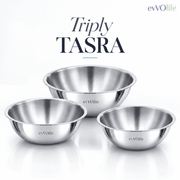 Tri-Ply Stainless Steel Tasra with Lid – Induction & Gas Compatible, No Coating, 5 Year Warranty