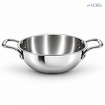 Tri-Ply Stainless Steel Kadai with Lid – Induction & Gas Compatible, No Coating, 5 Year Warranty