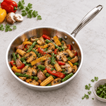 Tri-Ply Stainless Steel Fry Pan – Induction & Gas Compatible, No Coating, Riveted Handle | 5 Year Warranty