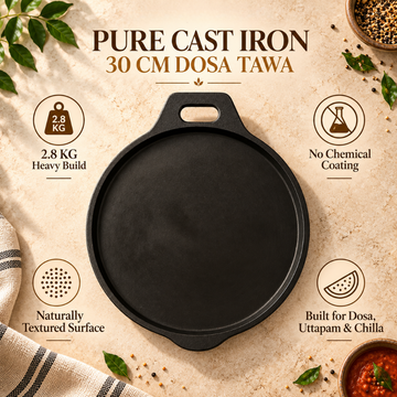 Cast Iron Rough Dosa Tawa – 30cm, Single Handle