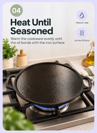 How do I season cast iron cookware?