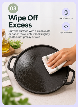 How do I season cast iron cookware?