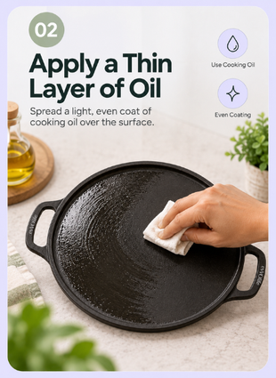 How do I season cast iron cookware?