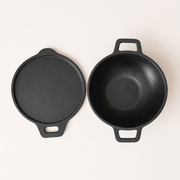 Cast Iron Cookware Set: (24cm)Deep Kadai+ (30cm)Single Handle Rough Dosa Tawa